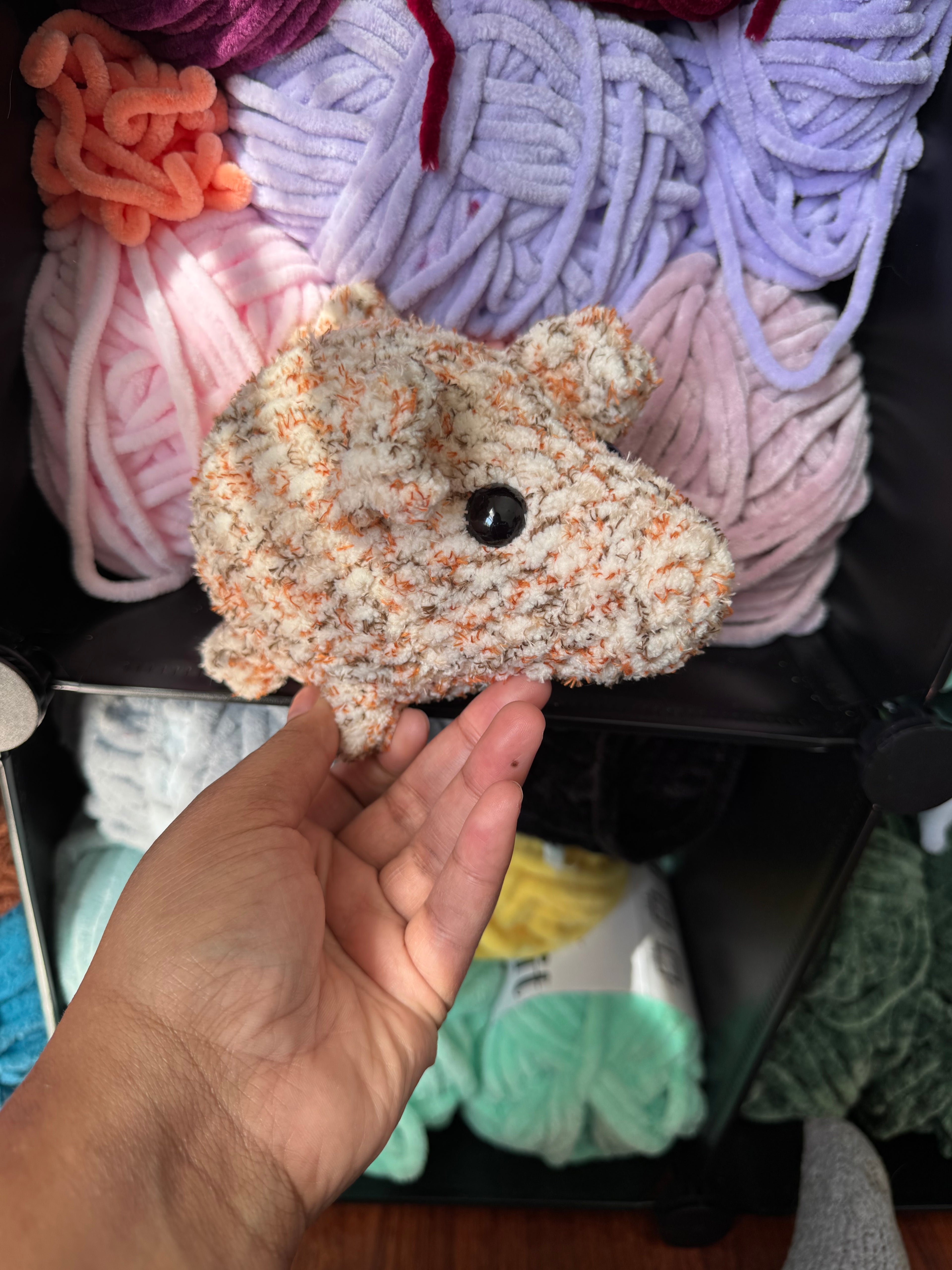 Hand-crocheted pig