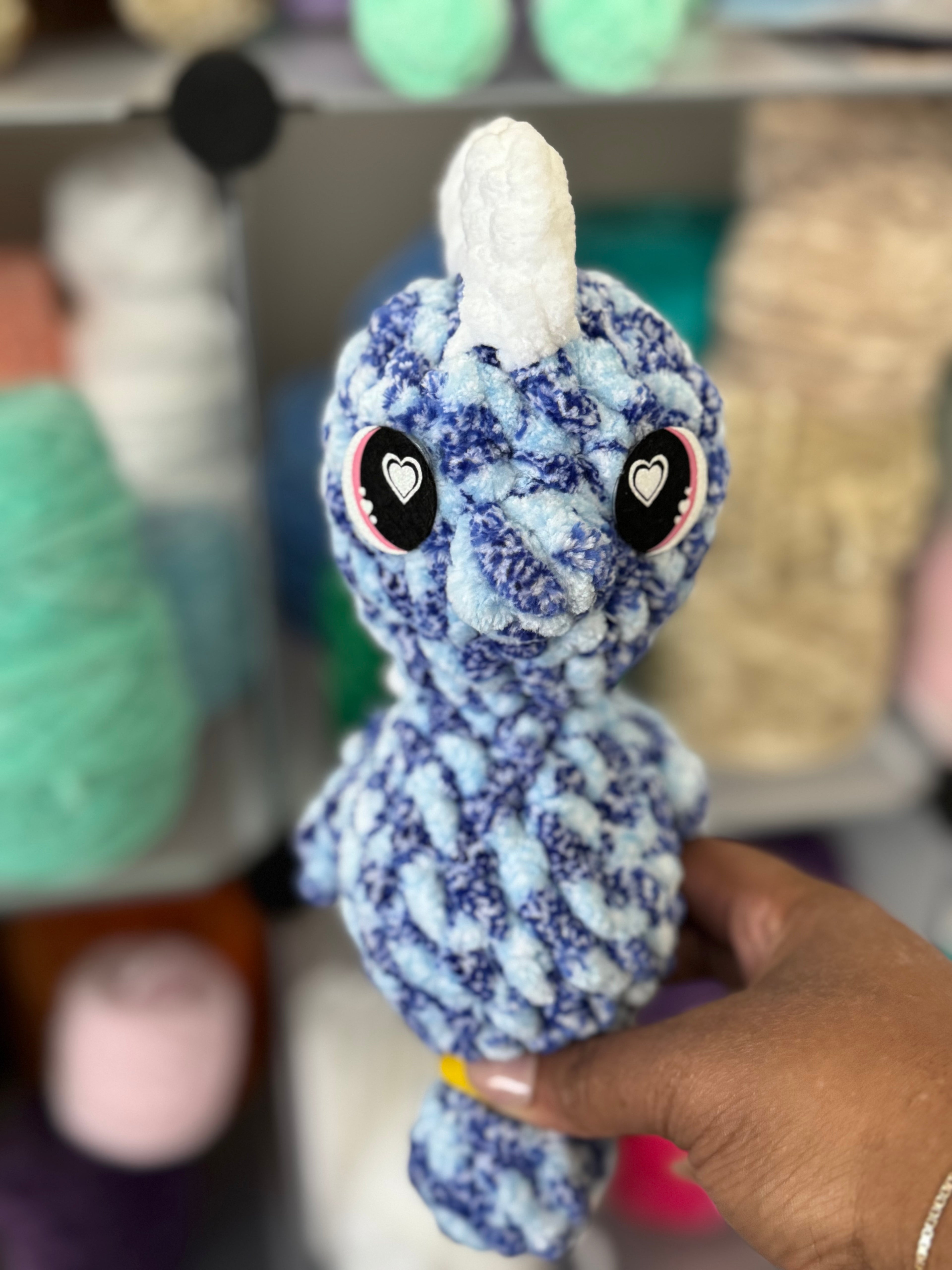 Blue large seahorse