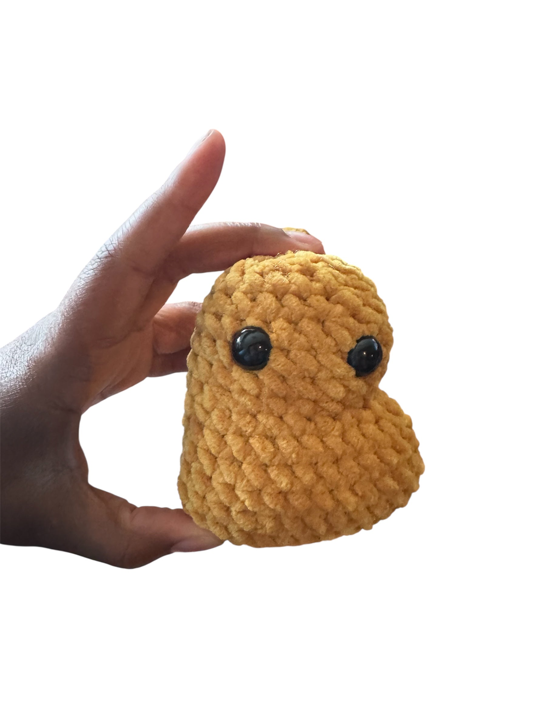 Hand-crocheted chicken nugget