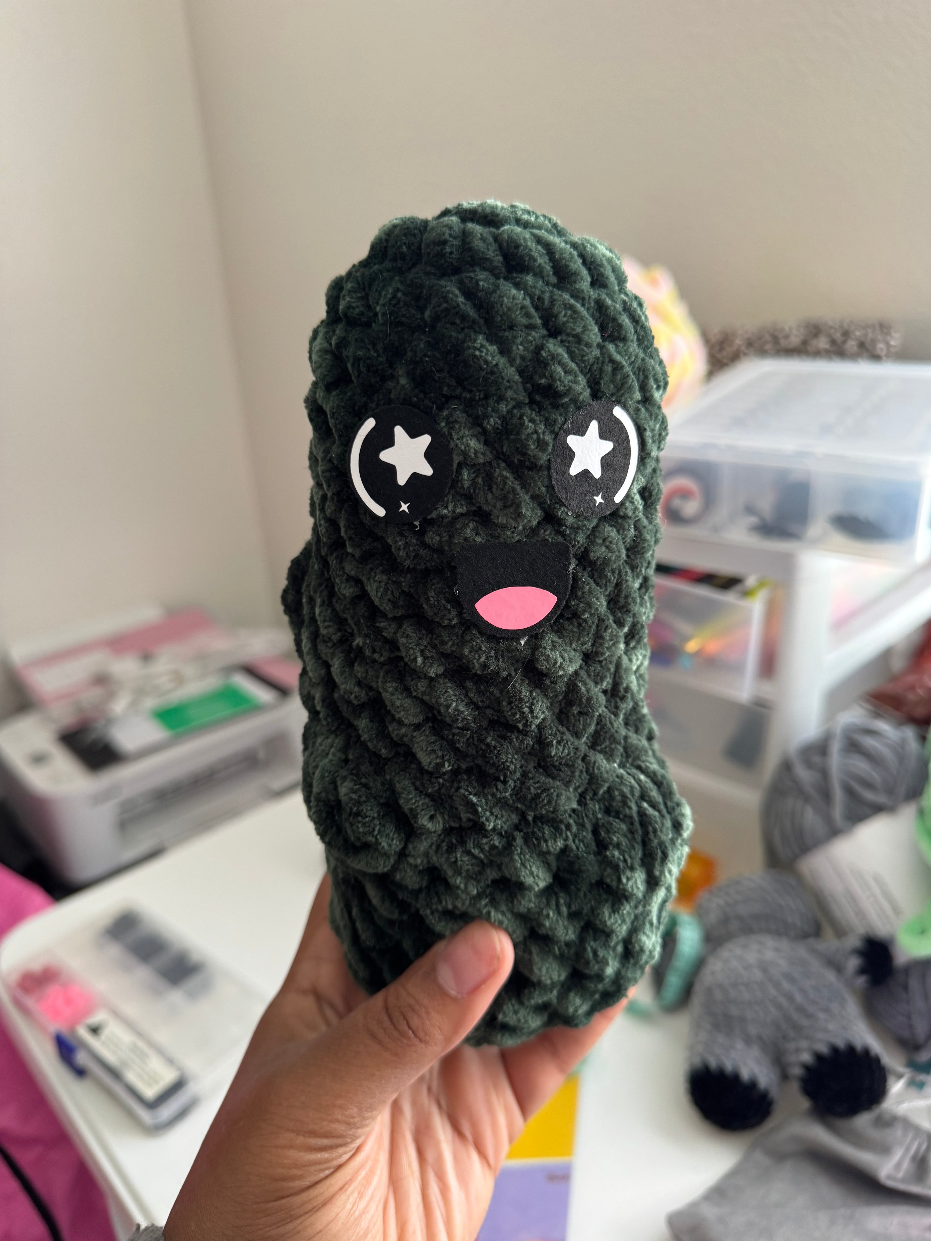 Hand-crocheted pickle