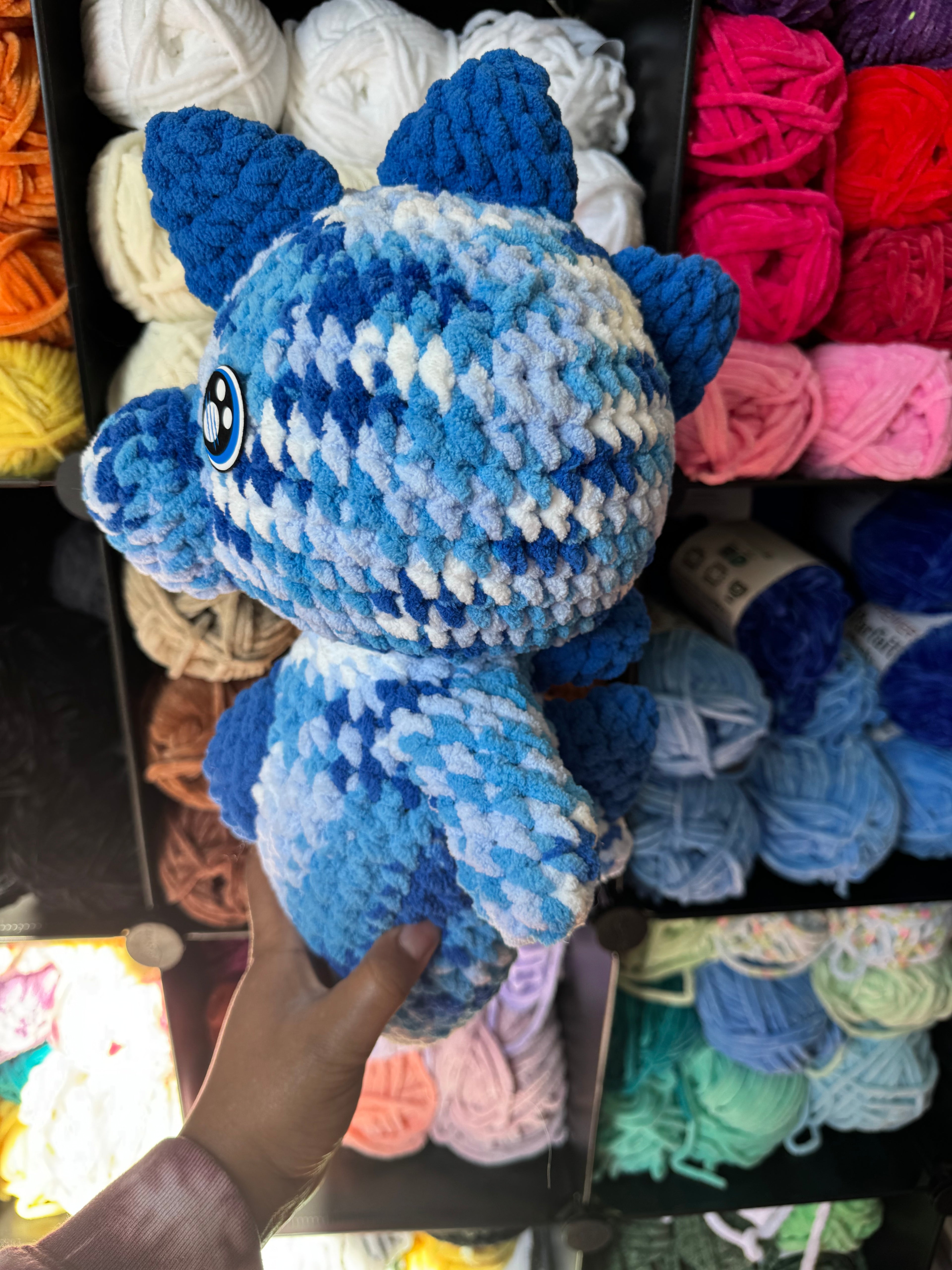Hand-crocheted jumbo Dino