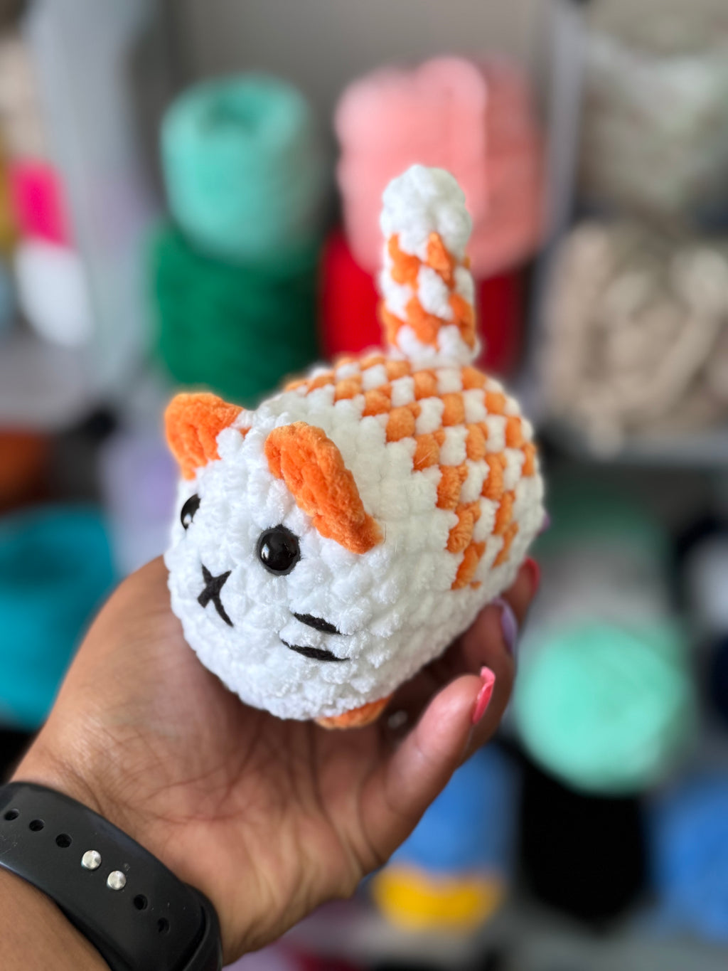 White cat with orange stripes