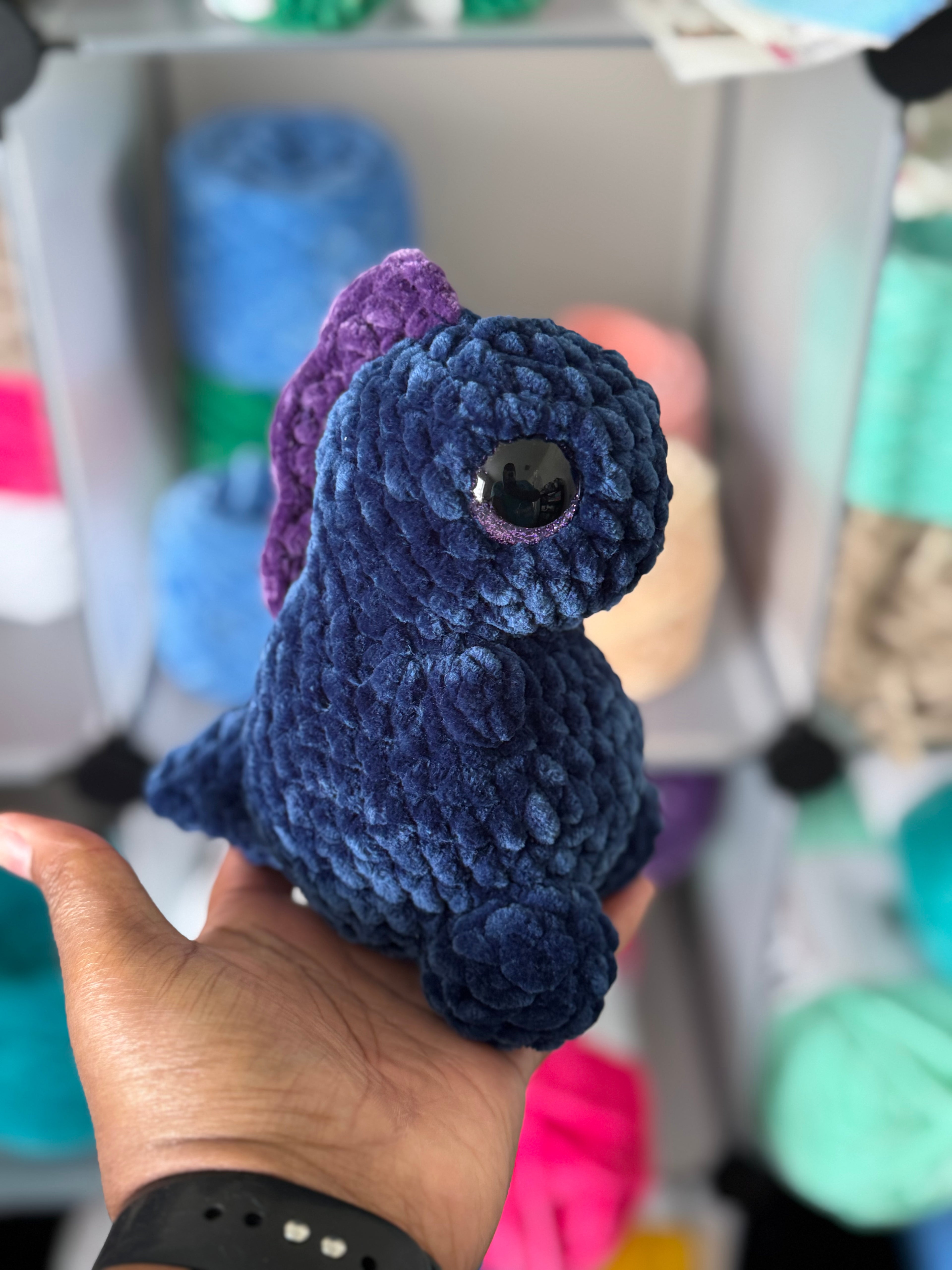 Hand-crocheted chubby Dino