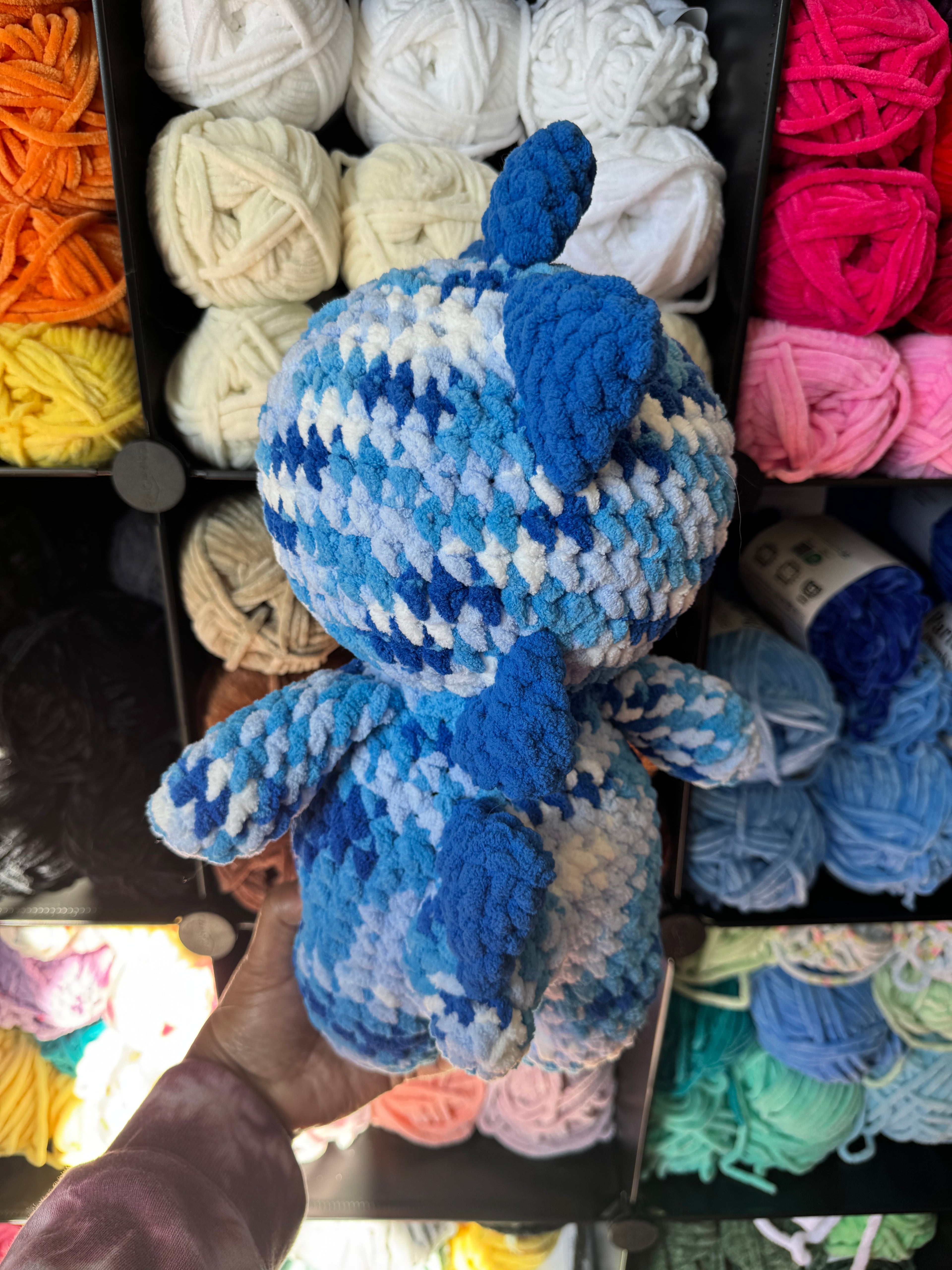 Hand-crocheted jumbo Dino