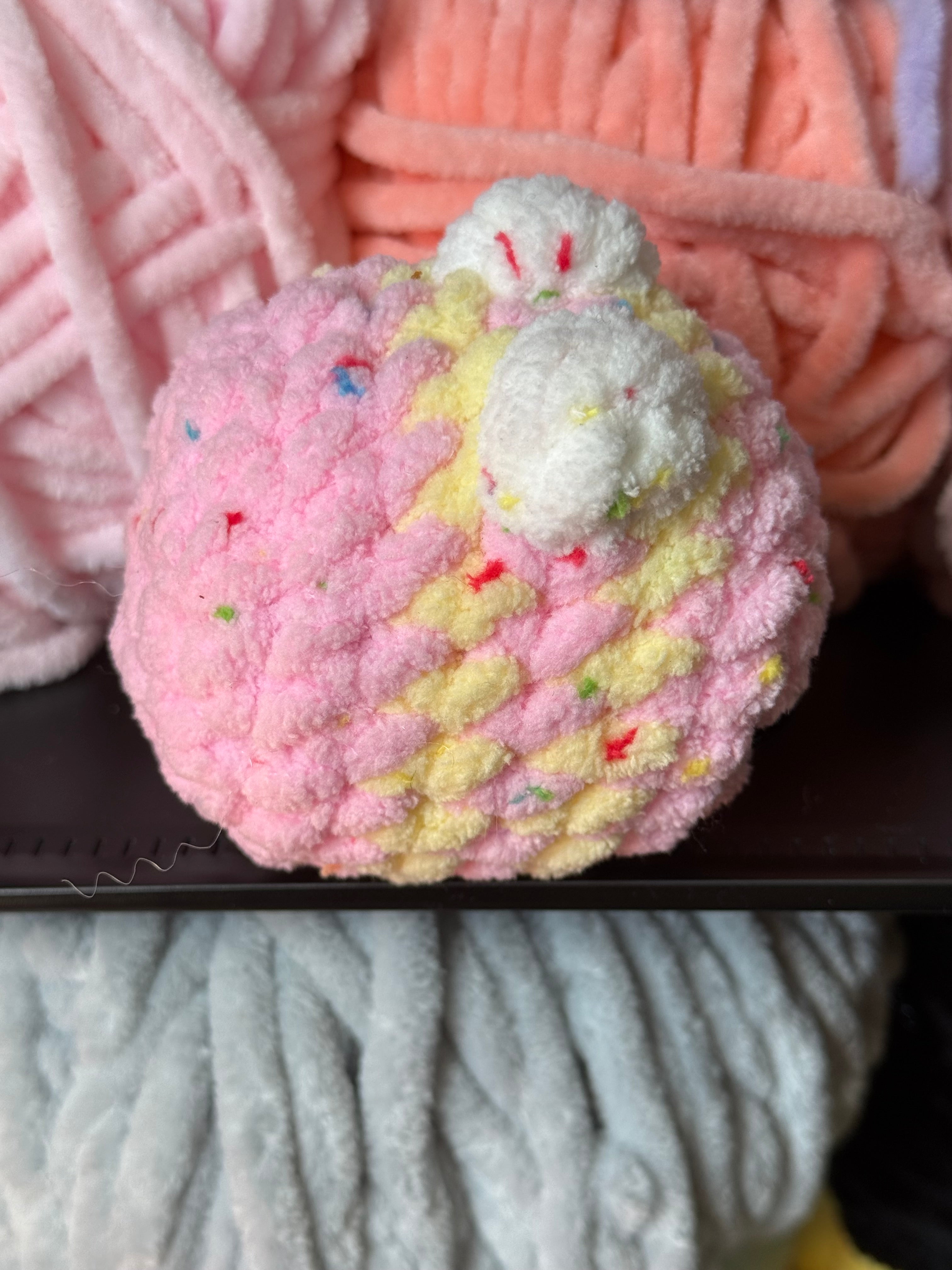 Hand-crocheted confetti bee