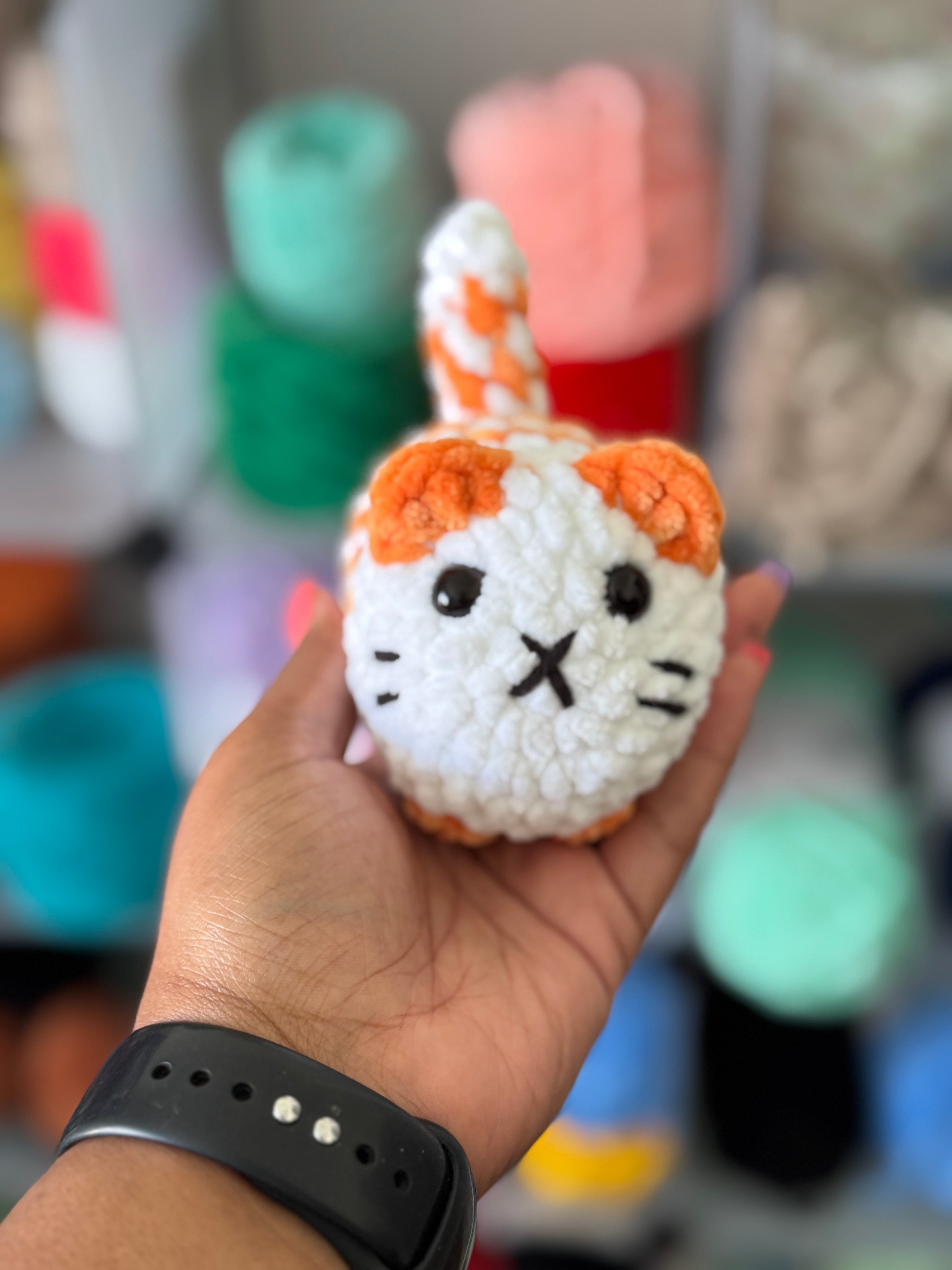 White cat with orange stripes