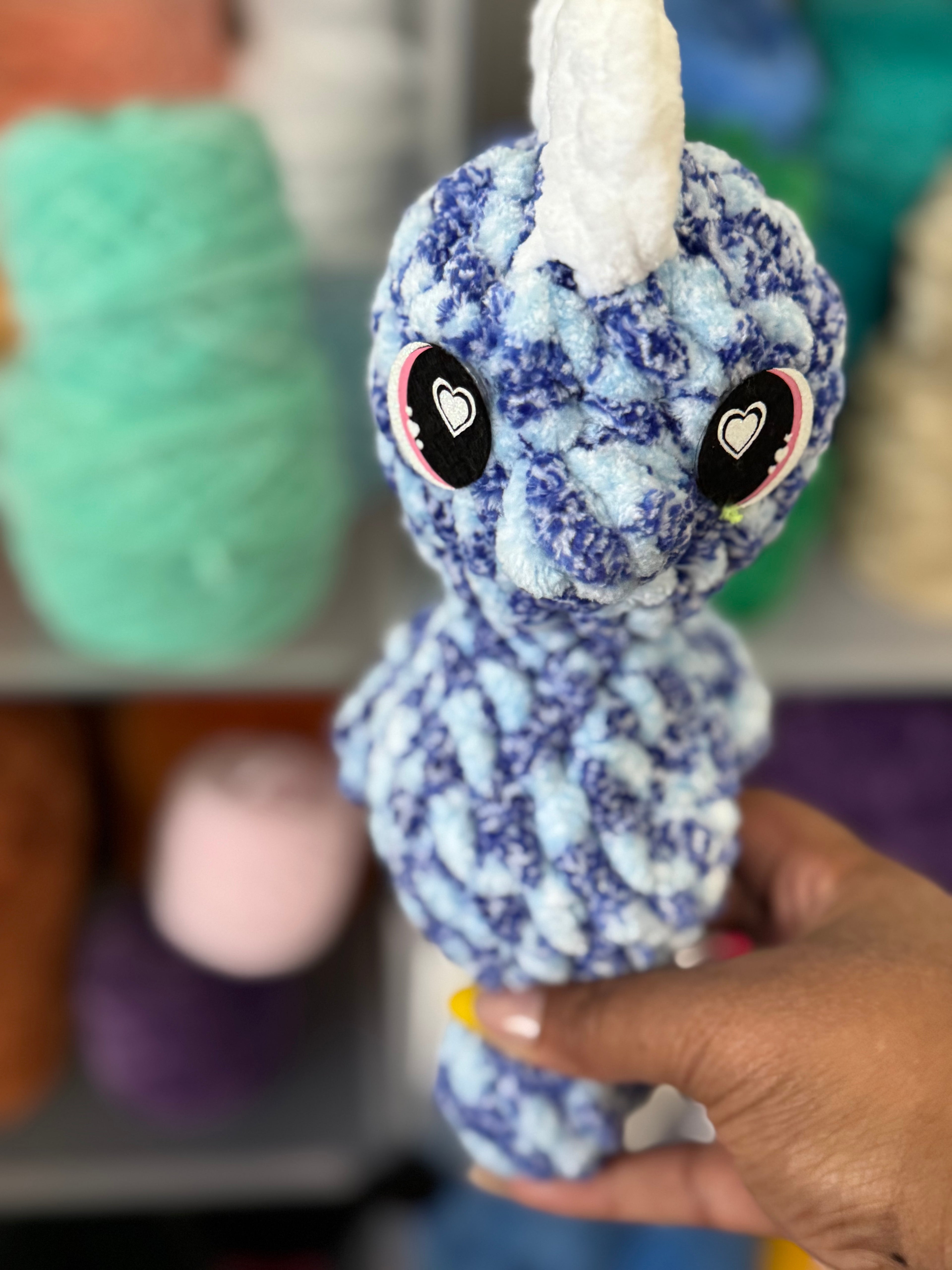 Blue large seahorse