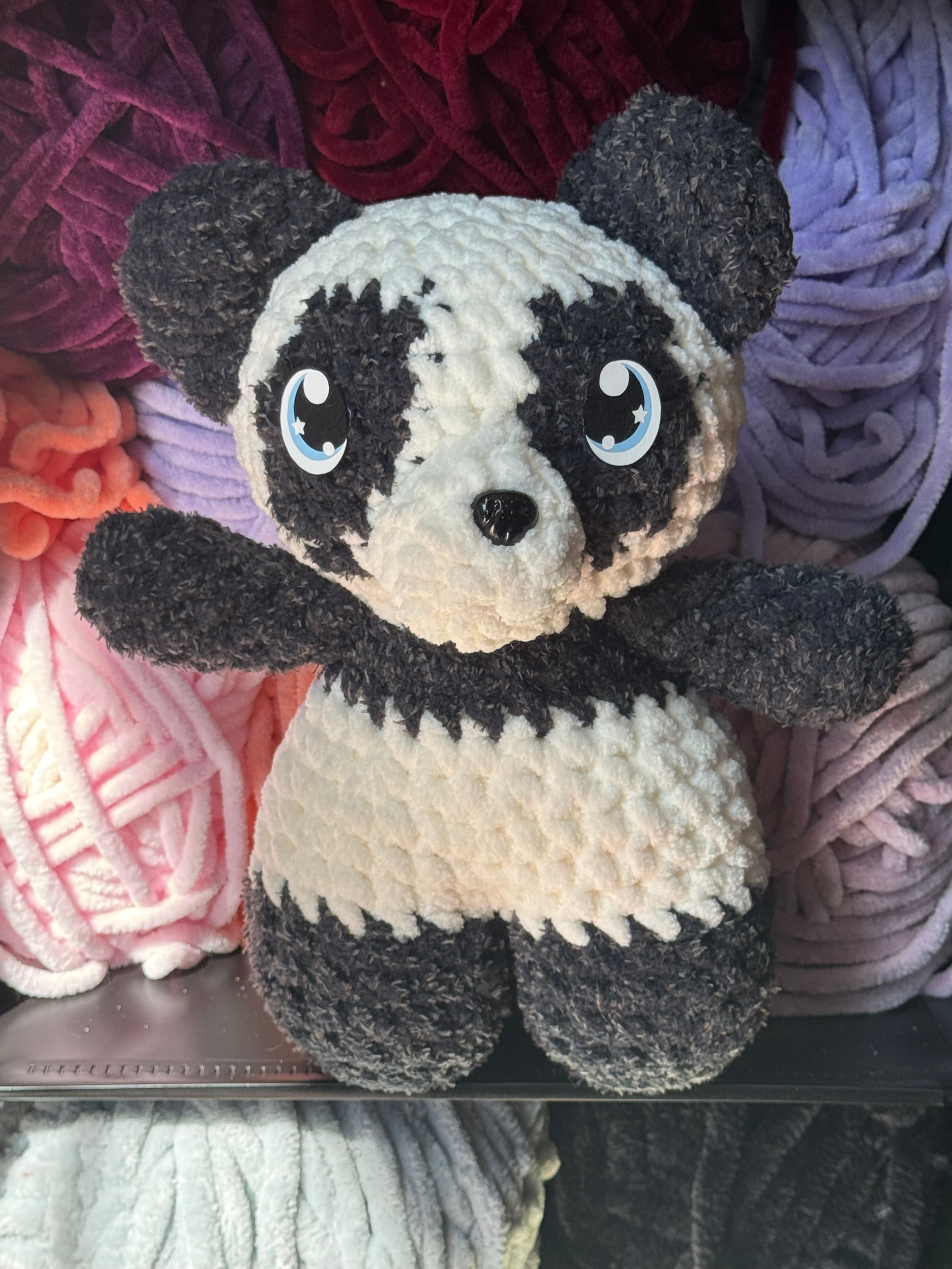 Hand-crocheted panda