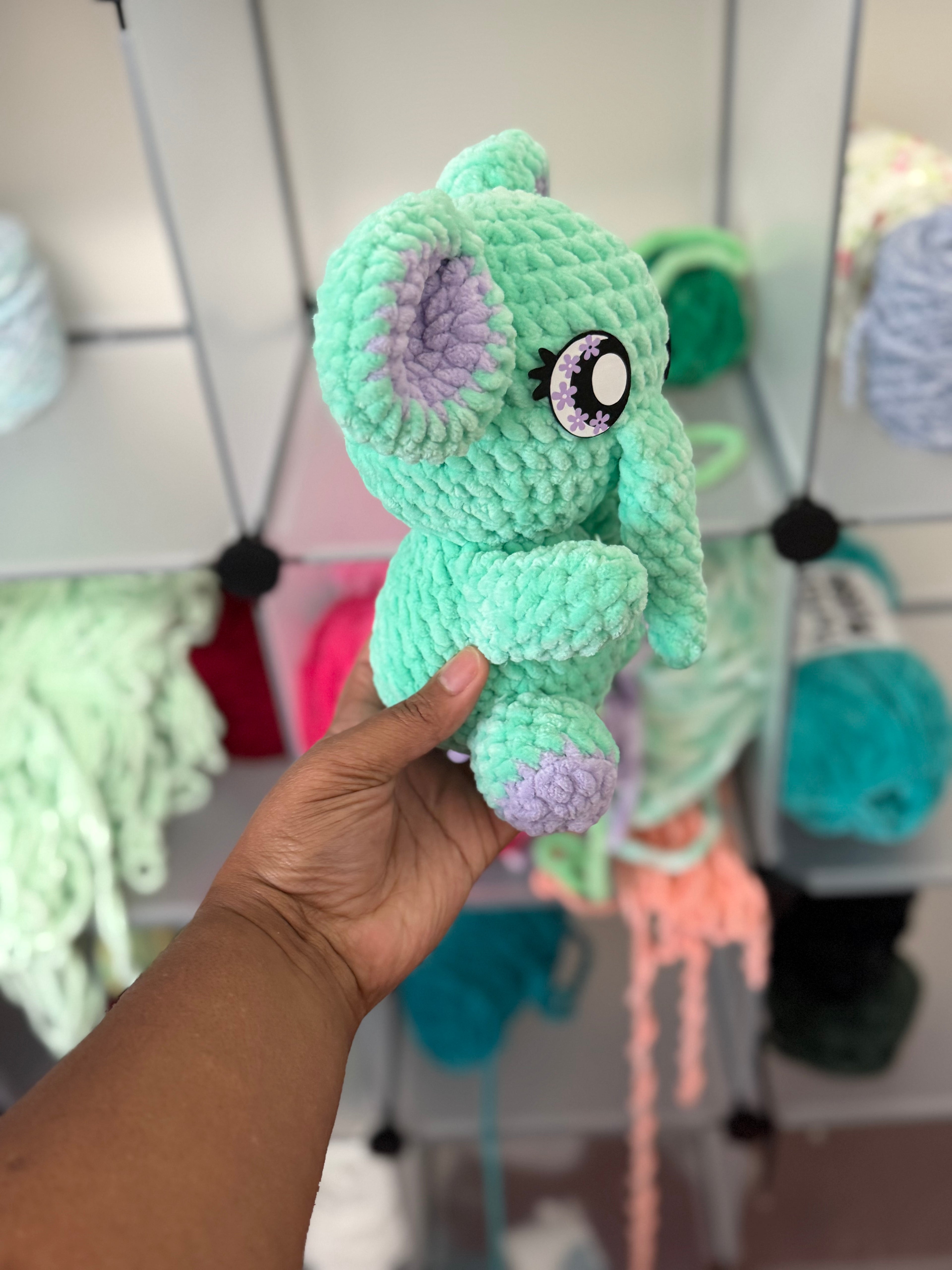 Tiffany and purple sitting elephant